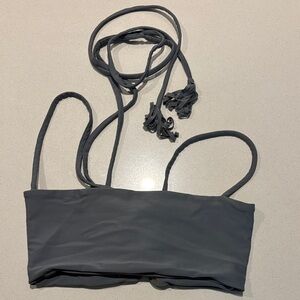 Mandalynn // Gray lace up bikini top with tassels